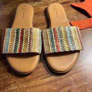 Time and Tru Colorful Woven Slide Sandals